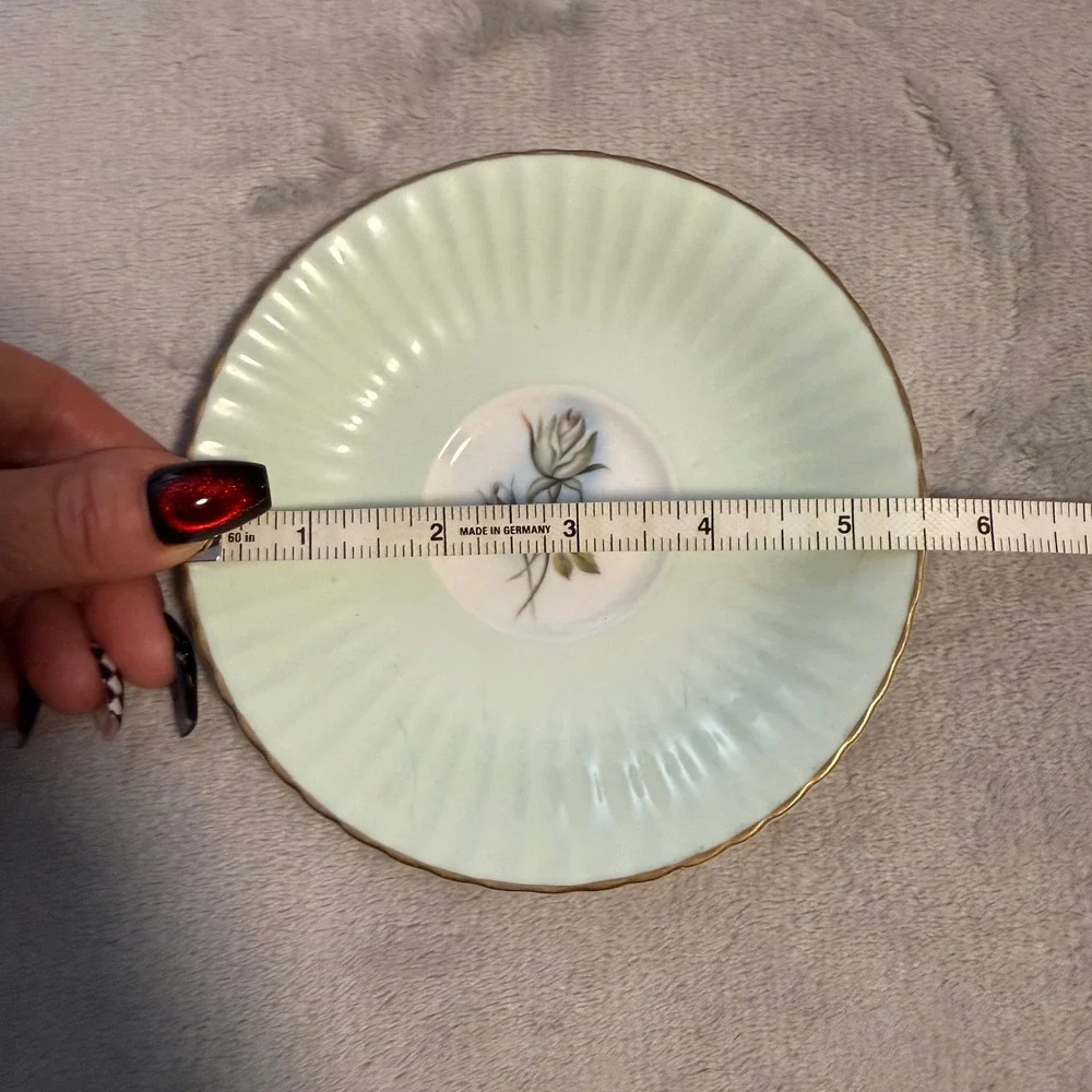 Hamilton England Fine Bone China Saucer Mint Green‎ Rose Gold Trim
